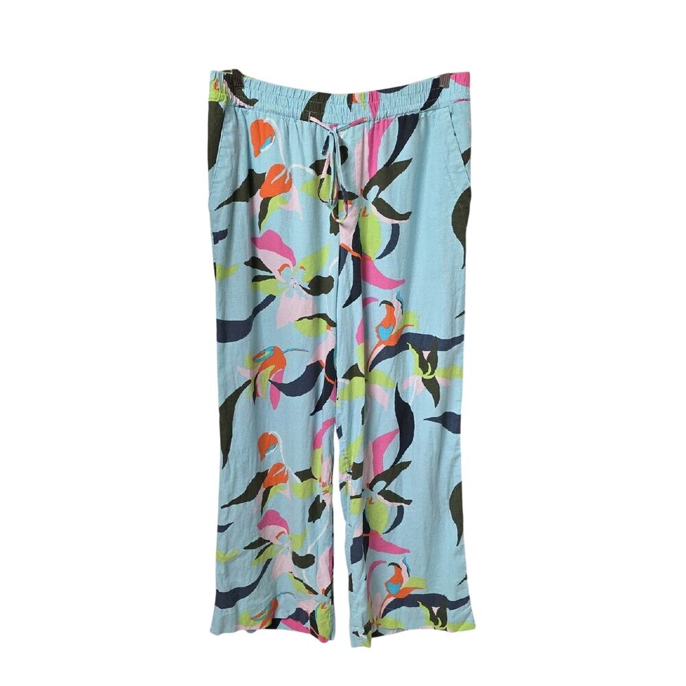 A New Day Wide Leg Linen Blend Tropcial Floral Pants Womens Size XL NWT